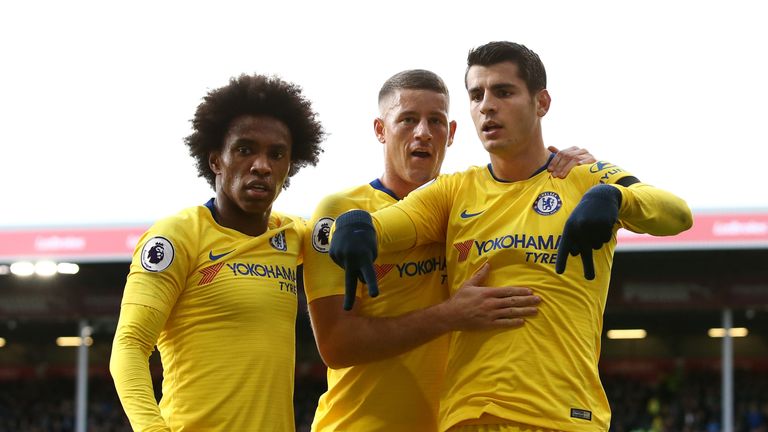 Alvaro Morata celebrates scoring for Chelsea against Burnley