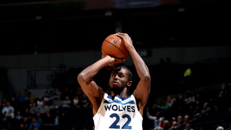 MINNEAPOLIS, MN - OCTOBER 22: Andrew Wiggins #22 of the Minnesota Timberwolves shoots the ball against the Indiana Pacers on October 22, 2018 at Target Center in Minneapolis, Minnesota. NOTE TO USER: User expressly acknowledges and agrees that, by downloading and or using this Photograph, user is consenting to the terms and conditions of the Getty Images License Agreement. Mandatory Copyright Notice: Copyright 2018 NBAE (Photo by David Sherman/NBAE via Getty Images)