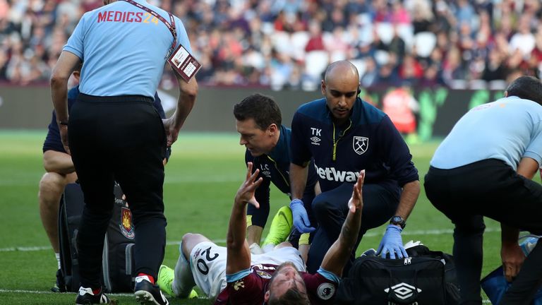 Andriy Yarmolenko was in severe pain after suffering the injury at the London Stadium