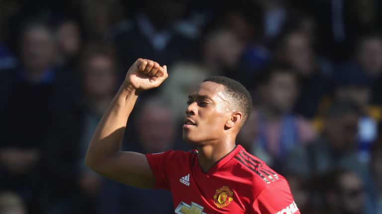 Anthony Martial celebrates his second goal