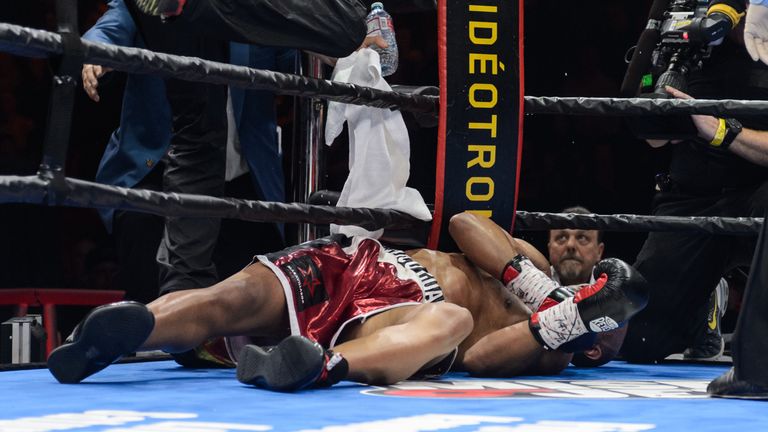 Gabriel Campillo was knocked out the fourth round by by Arthur Beterbiev, on April 4, 2015 in Quebec City, Quebec, Canada.Images)