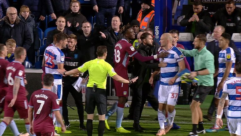 Melee breaks out between Aston Villa and QPR.