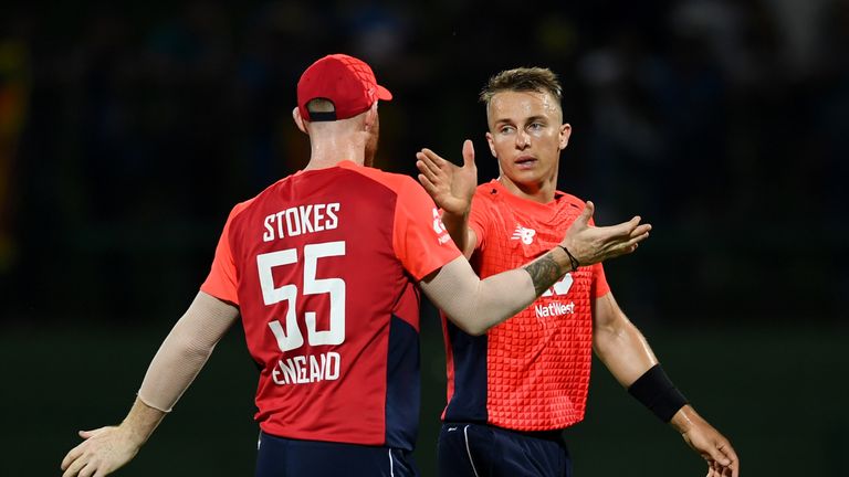 Ben Stokes and Tom Curran celebrate during England&#39;s third ODI against Sri Lanka