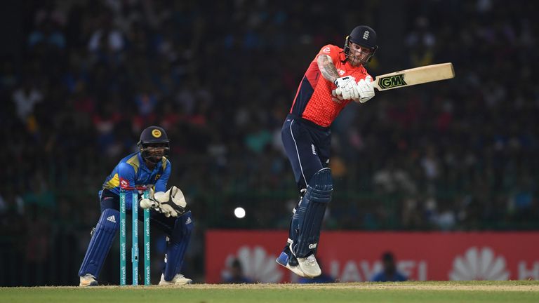Ben Stokes plays a shot against Sri Lanka in the T20 international