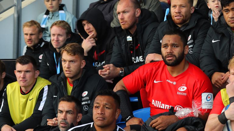 Billy and Mako Vunipola look on after both leaving the field with injuries against Glasgow Warriors