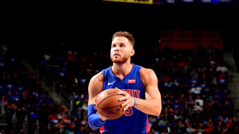 Blake Griffin sets himself to shoot during the 103-100 win over Brooklyn