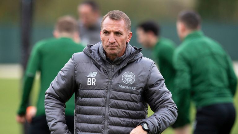 Celtic manager Brendan Rodgers during a training session in Lennoxtown