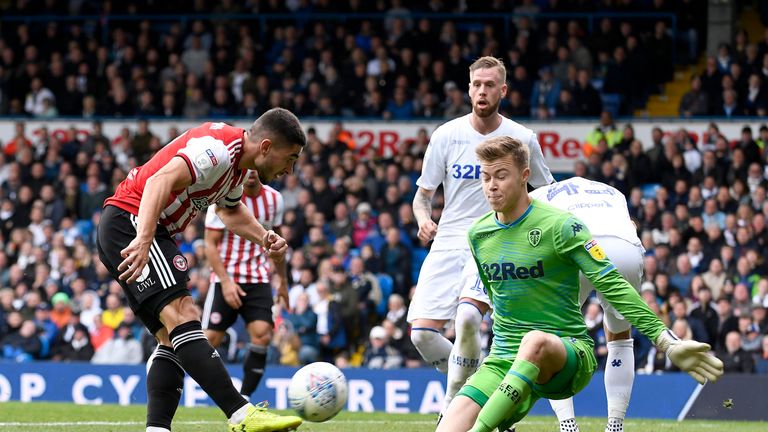 Neal Maupay fails in his attempts to beat Bailey Peacock-Farrell