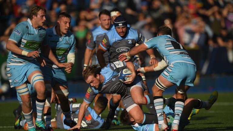  during the Champions Cup match between Cardiff Blues and Glasgow Warriors at Cardiff Arms Park on October 21, 2018 in Cardiff, United Kingdom.