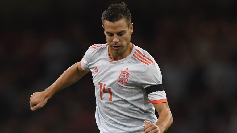 Cesar Azpilicueta during the International Friendly match between Wales and Spain on October 11, 2018 in Cardiff, United Kingdom.
