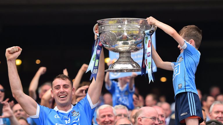 Costello lifts the Sam Maguire Cup