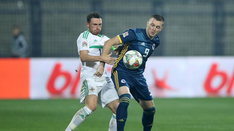 Corry Evans and Haris Duljevic battle for possession