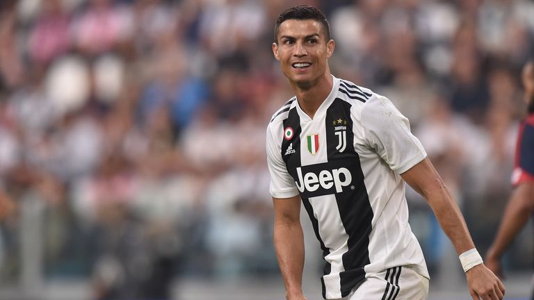 Cristiano Ronaldo during Juventus&#39; Serie A clash with Genoa