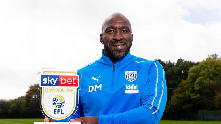 Darren Moore of West Bromwich Albion is presented with the Sky Bet Championship Manager of the Month Award for September 2018 - Rogan/JMP - 04/0/2018 - FOOTBALL - The PALM Training Ground - Walsall, England.