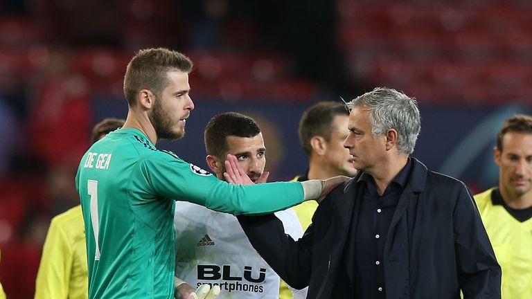 David De Gea and Jose Mourinho