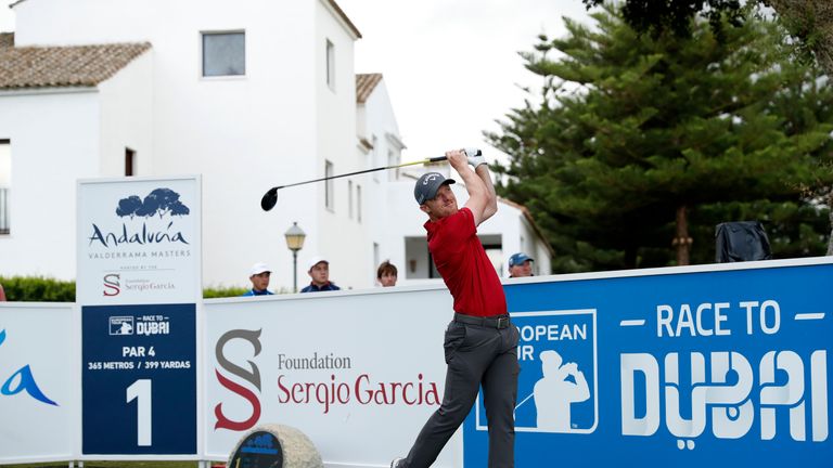  during the second round on day two of the Andalucia Valderrama Masters at Real Club Valderrama on October 19, 2018 in Cadiz, Spain.