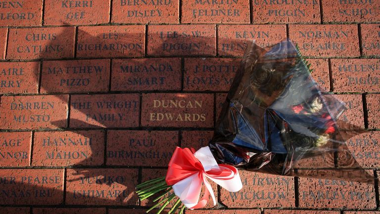 Amid the memorials to the Munich air disaster at Old Trafford is a brick paying tribute to Duncan Edwards