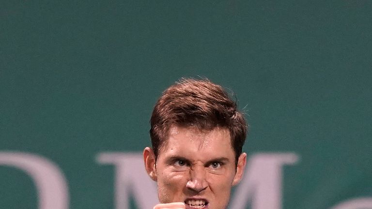 Matthew Ebden celebrates a third victory over a top 10 opponent