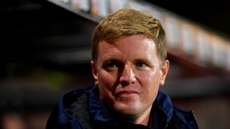 Eddie Howe during Bournemouth's Carabao Cup tie with Norwich