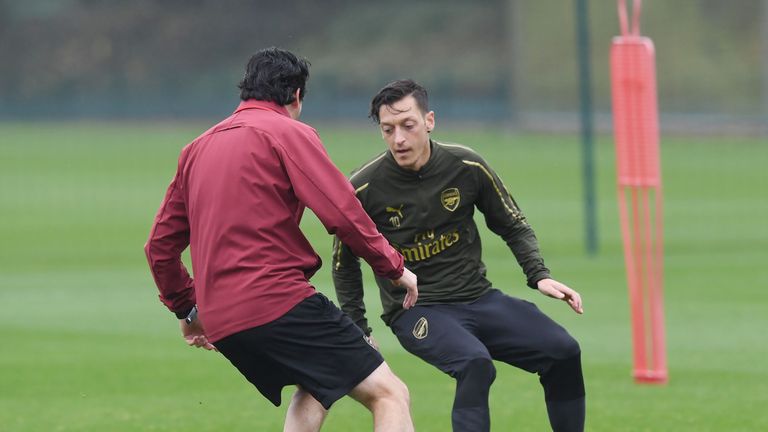 ST ALBANS, ENGLAND - OCTOBER 17: of Arsenal during a training session at London Colney on October 17, 2018 in St Albans, England. (Photo by Stuart MacFarlane/Arsenal FC via Getty Images)