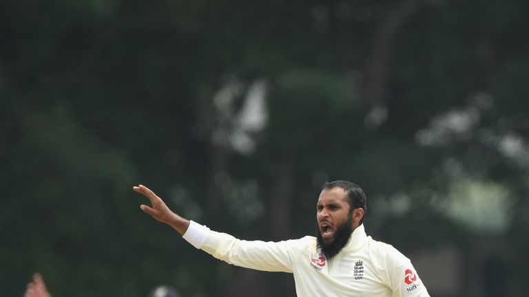 Adil Rashid struggled for control on day one of the warm-up game in Colombo