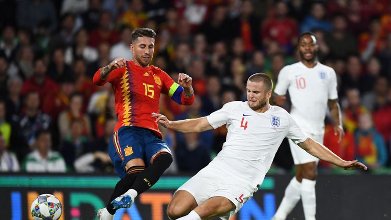 Eric Dier was booked for a strong challenge on Sergio Ramos