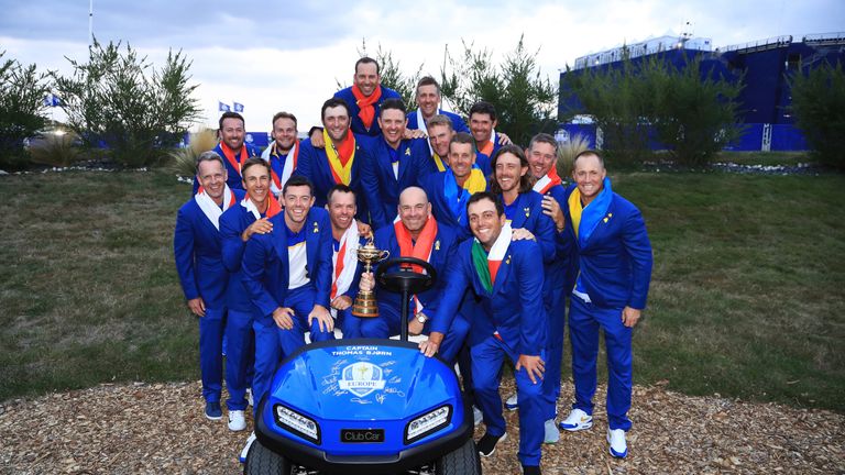 Europe celebrate winning the Ryder Cup