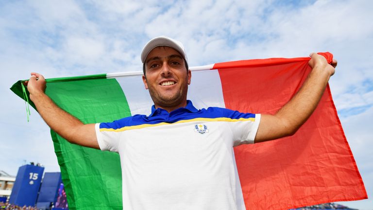 Francesco Molinari during singles matches of the 2018 Ryder Cup at Le Golf National on September 30, 2018 in Paris, France.