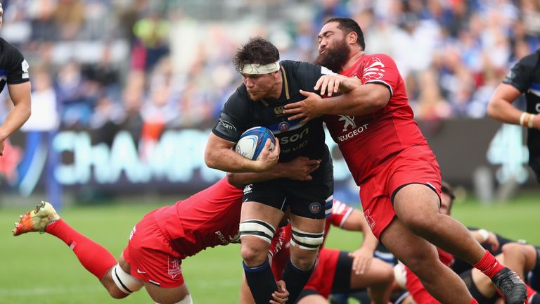 Francois Louw carries into contact for Bath