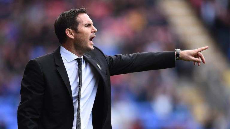 Derby County manager Frank Lampard on the touchline