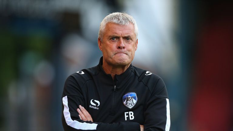 of Oldham Athletic of Derby County during the Carabao Cup First Round match between Oldham Athletic and Derby County at Boundry Park on August 14, 2018 in Oldham, England.