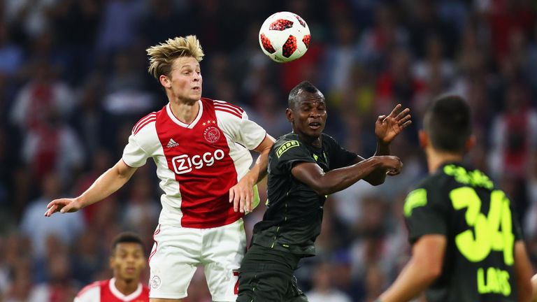 during the UEFA Champions League third round qualifying match between Ajax and Royal Standard de Liege at Johan Cruyff Arena on August 14, 2018 in Amsterdam, Netherlands.