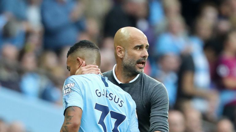 Pep Guardiola and Gabriel Jesus