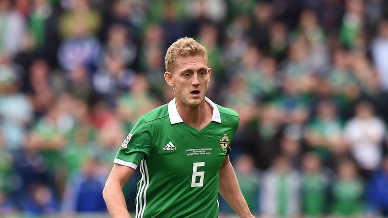 BELFAST, NORTHERN IRELAND - SEPTEMBER 08: George Saville of Northern Ireland during the UEFA Nations League B group three match between Northern Ireland and Bosnia-Herzegovina at Windsor Park on September 8, 2018 in Belfast, Northern Ireland. (Photo by Charles McQuillan/Getty Images)