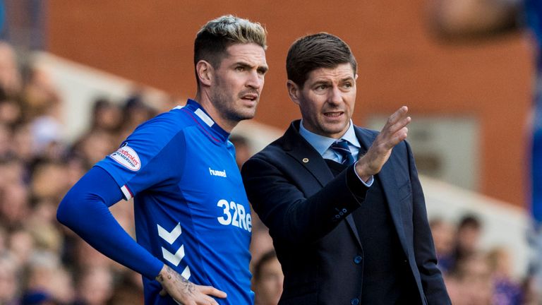 Rangers boss Steven Gerrard and Kyle Lafferty 