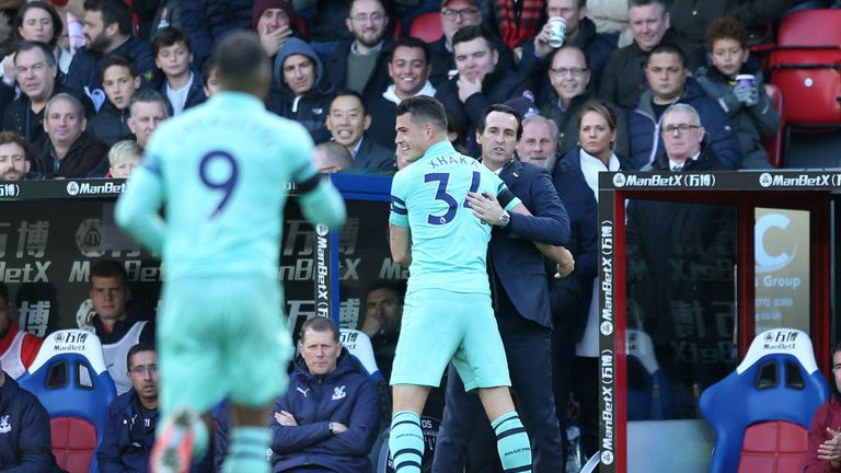 Unai Emery has explained his touchline celebration with Granit Xhaka after the Swiss' stunning free-kick