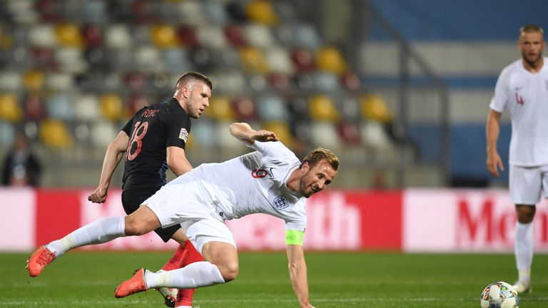 Ante Rebic beats Harry Kane to the ball