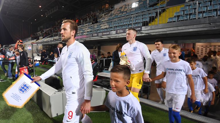 during the UEFA Nations League A Group Four match between Croatia and England at  on October 12, 2018 in Rijeka, Croatia.