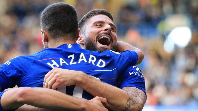 Olivier Giroud and Eden Hazard