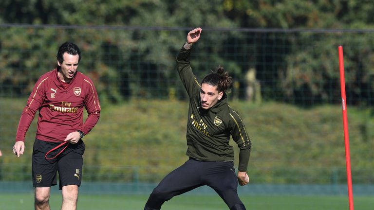 ST ALBANS, ENGLAND - OCTOBER 10: of Arsenal during a training session at London Colney on October 10, 2018 in St Albans, England. (Photo by Stuart MacFarlane/Arsenal FC via Getty Images)