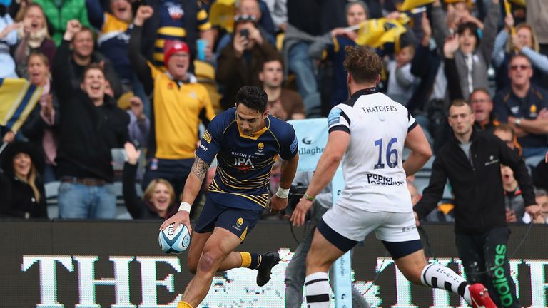 during the Gallagher Premiership Rugby match between Worcester Warriors and Bristol Bears at Sixways Stadium on October 7, 2018 in Worcester, United Kingdom.