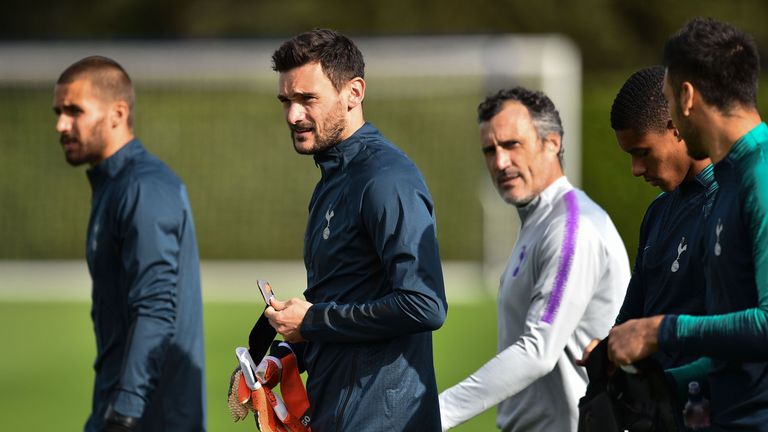 Hugo Lloris trained with Tottenham ahead of Wednesday's Champions League clash with Barcelona