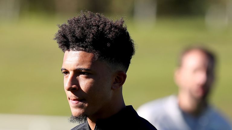 England's Jadon Sancho during a training session at St George's Park