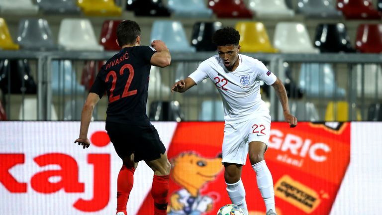 Jadon Sancho came off the bench to make his England debut in Croatia