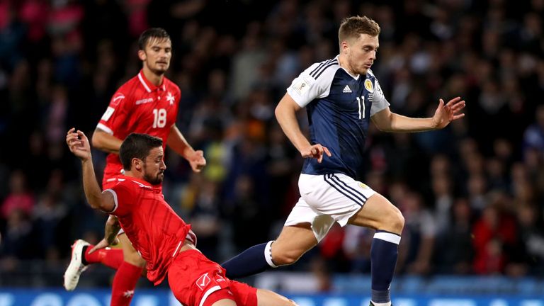 James Forrest during the FIFA 2018 World Cup Qualifier between Scotland and Malta.