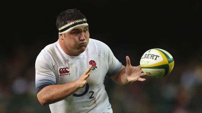 Jamie George receives a pass during the third test match between South Africa and England at Newlands Stadium on June 23, 2018 in Cape Town, South Africa.