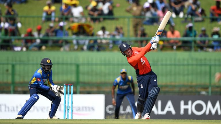 Jason Roy hits a shot during England's ODI against Sri Lanka