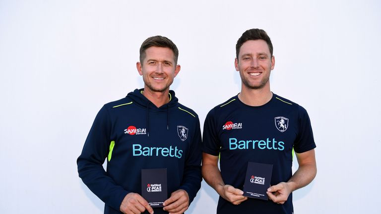 BIRMINGHAM, ENGLAND - SEPTEMBER 26: Joe Denly and Matt Henry during Day Three of the Specsavers County Championship Division Two match between Warwickshire and Kent at Edgbaston on September 26, 2018 in Birmingham, England. (Photo by Harry Trump/Getty Images)