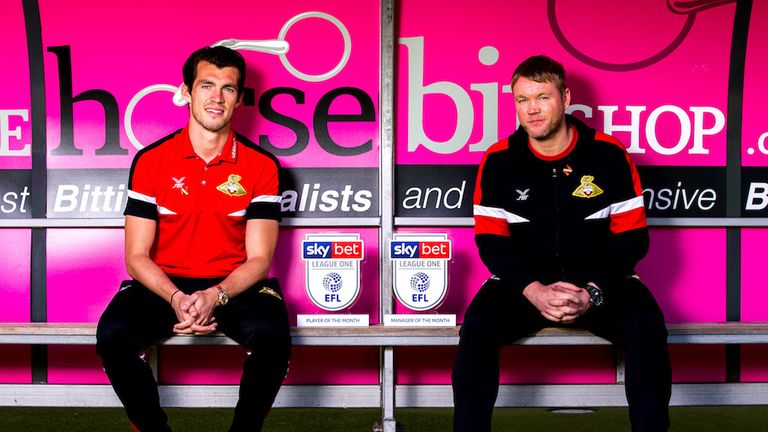 John Marquis and Grant McCann of Doncaster Rovers wins the Sky Bet League One Player and Manager of the Month award - Mandatory by-line: Robbie Stephenson/JMP - 01/10/2018 - FOOTBALL - Keepmoat Stadium - Doncaster, England - Sky Bet Player and Manager of the Month Award
