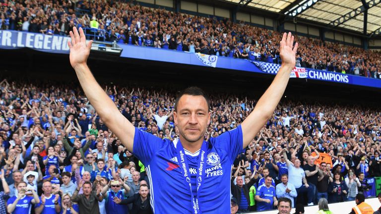 during the Premier League match between XXX and XXX at Stamford Bridge on May 21, 2017 in London, England.